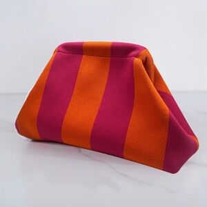 NWOT Striped Pink and Orange Clutch